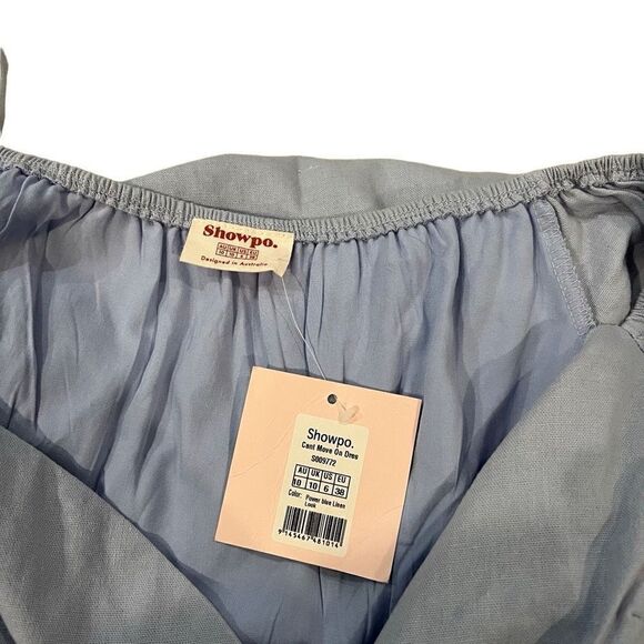 Showpo CANT MOVE ON DRESS IN POWDER BLUE LINEN LOOK size 6 - Picture 3 of 8